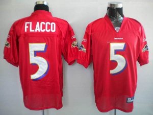 Jerseys Factory Cheap Ravens #5 Joe Flacco Red Practice Stitched