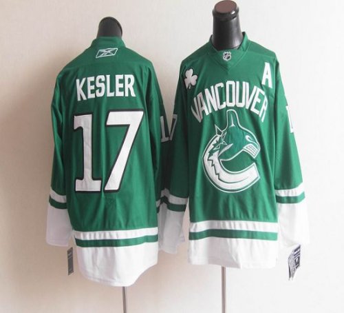 Jerseys Factory Cheap Canucks St Patty's Day #17 Ryan Kesler Gre