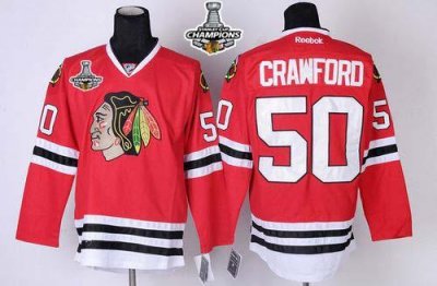 Jerseys Factory Cheap Blackhawks #50 Corey Crawford Red Embroide