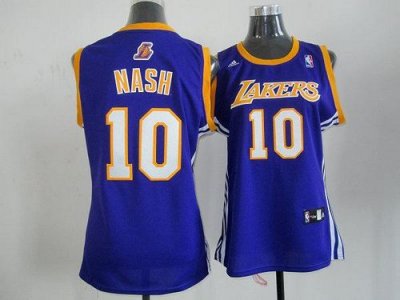 Jerseys Factory Cheap Lakers #10 Steve Nash Purple Women's Road