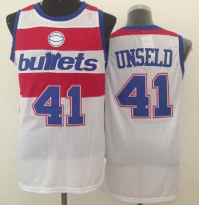 Jerseys Factory Cheap Wizards #41 Wes Unseld White Bullets Throw