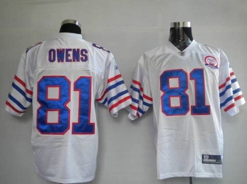 Jerseys Factory Cheap Bills #81 Terrell Owens White AFL 50th Ann