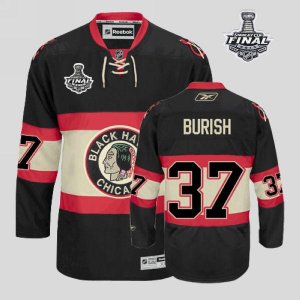 Jerseys Factory Cheap Blackhawks #37 Adam Burish Embroidered Bla