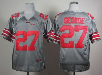 Jerseys Factory Cheap Buckeyes #27 Eddie George Grey Embroidered