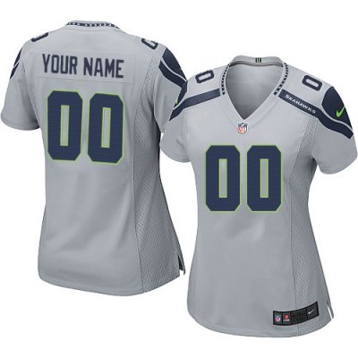 Jerseys Factory Cheap Nike Seattle Seahawks Customized Grey Embr