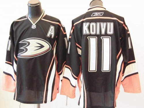 Jerseys Factory Cheap Ducks #11 Saku Koivu Embroidered Black Thi