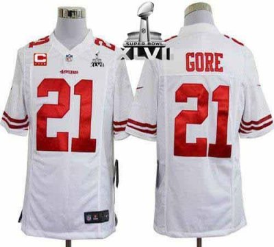 Jerseys Factory Cheap Nike 49ers #21 Frank Gore White With C Pat