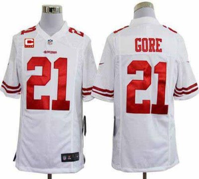 Jerseys Factory Cheap Nike 49ers #21 Frank Gore White With C Pat