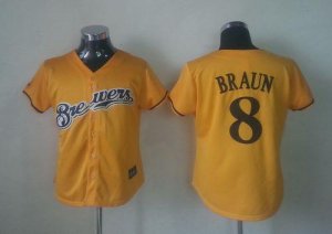 Jerseys Factory Cheap Brewers #8 Ryan Braun Yellow Alternate Coo