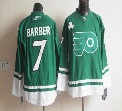 Jerseys Factory Cheap Flyers St Patty's Day #7 Bill Barber Green