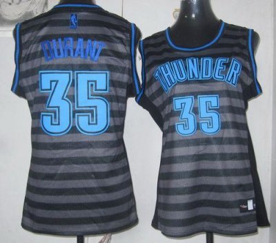 Jerseys Factory Cheap Thunder #35 Kevin Durant Black/Grey Women'