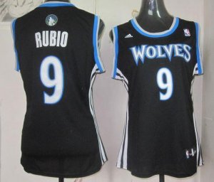 Jerseys Factory Cheap Timberwolves #9 Ricky Rubio Black Women's