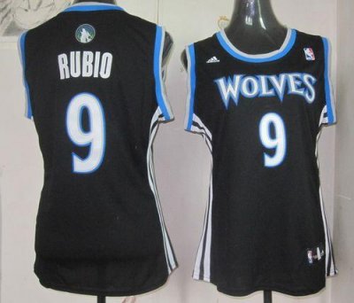 Jerseys Factory Cheap Timberwolves #9 Ricky Rubio Black Women's