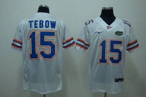 Jerseys Factory Cheap Gators #15 Tim Tebow White Embroidered NCA