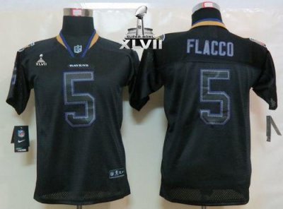 Jerseys Factory Cheap Nike Ravens #5 Joe Flacco Lights Out Black