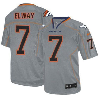 Jerseys Factory Cheap Nike Broncos #7 John Elway Lights Out Grey