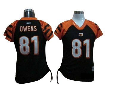 Jerseys Factory Cheap Bengals #81 Terrell Owens Black Women's Fi