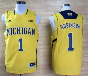 Jerseys Factory Cheap Wolverines #1 Glenn Robinson III Gold Bask