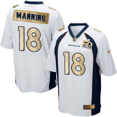 Jerseys Factory Cheap Nike Broncos #18 Peyton Manning White Men'