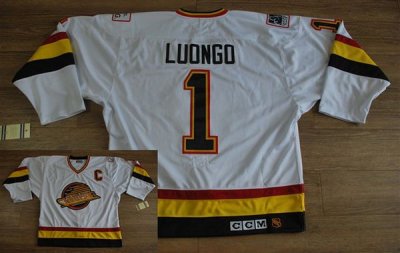 Jerseys Factory Cheap Canucks #1 Roberto Luongo Embroidered Whit
