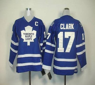 Jerseys Factory Cheap Maple Leafs #17 Wendel Clark Blue Home Emb