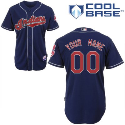 Jerseys Factory Cheap Indians Personalized Authentic Blue Baseba