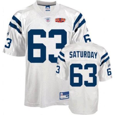 Jerseys Factory Cheap Colts #63 Jeff Saturday White With Super B