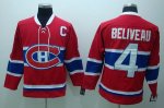 Jerseys Factory Cheap Canadiens #4 Jean Beliveau Embroidered Red