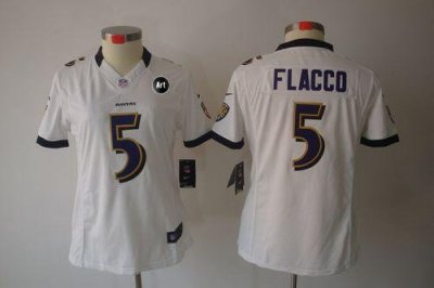 Jerseys Factory Cheap Nike Ravens #5 Joe Flacco White With Art P