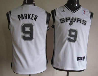 Jerseys Factory Cheap Spurs #9 Tony Parker White Youth Embroider