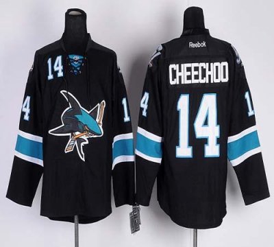 Jerseys Factory Cheap Sharks #14 Jonathan Cheechoo Black Embroid