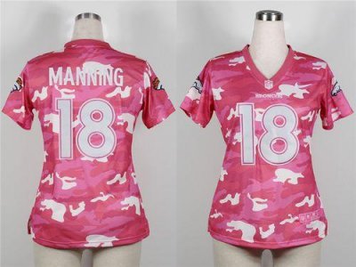 Jerseys Factory Cheap Nike Broncos #18 Peyton Manning Pink Women