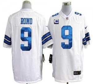 Jerseys Factory Cheap Nike Cowboys #9 Tony Romo White With C Pat