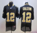 Jerseys Factory Cheap Nike Saints #12 Marques Colston Black Stit