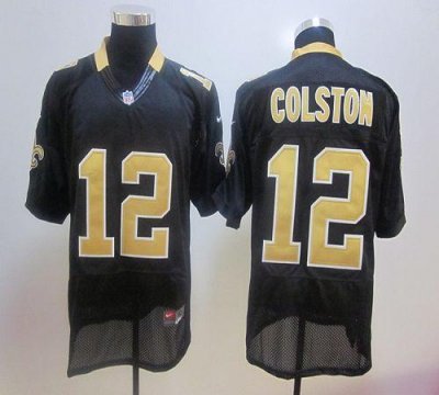 Jerseys Factory Cheap Nike Saints #12 Marques Colston Black Stit