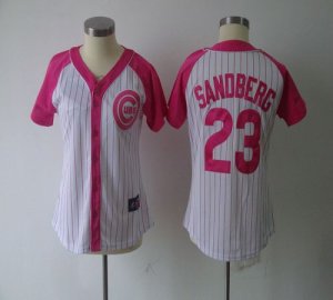 Jerseys Factory Cheap Cubs #23 Ryne Sandberg White/Pink Women's
