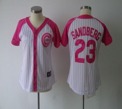 Jerseys Factory Cheap Cubs #23 Ryne Sandberg White/Pink Women's