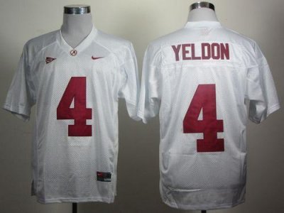 Jerseys Factory Cheap Crimson Tide #4 T.J Yeldon White Embroider