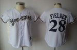 Jerseys Factory Cheap Brewers #28 Prince Fielder White Women's F