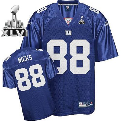 Jerseys Factory Cheap Giants #88 Hakeem Nicks Blue Super Bowl XL