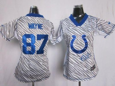 Jerseys Factory Cheap Nike Colts #87 Reggie Wayne Zebra Women's