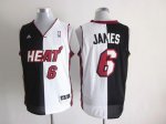 Jerseys Factory Cheap Heat #6 LeBron James Black/White Split Fas