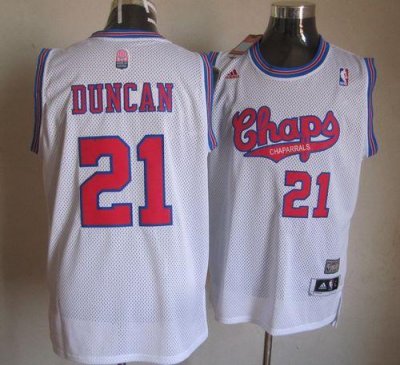 Jerseys Factory Cheap Spurs #21 Tim Duncan White ABA Hardwood Cl