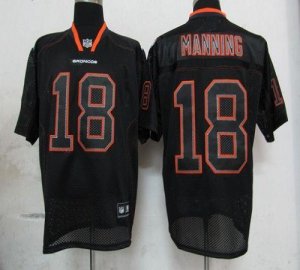 Jerseys Factory Cheap Broncos #18 Peyton Manning Lights Out Blac