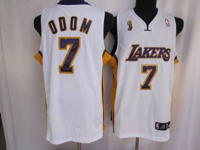 Jerseys Factory Cheap Lakers #7 Lamar Odom Stitched White Champi