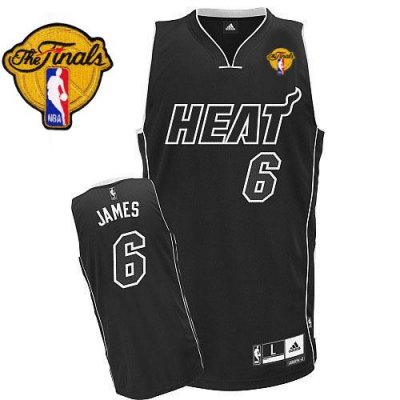 Jerseys Factory Cheap Heat Finals Patch #6 LeBron James Black Sh