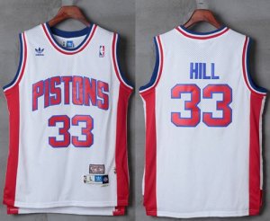 Jerseys Factory Cheap Pistons #33 Grant Hill White Hardwood Clas