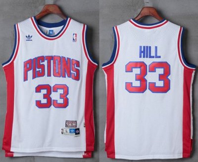 Jerseys Factory Cheap Pistons #33 Grant Hill White Hardwood Clas