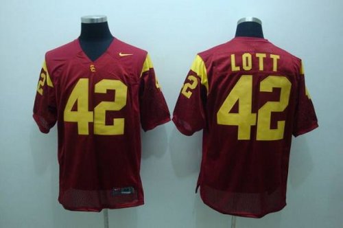 Jerseys Factory Cheap Trojans #42 Ronnie Lott Red Embroidered NC