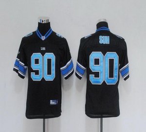 Jerseys Factory Cheap Lions #90 Ndamukong Suh Black Embroidered